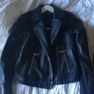 Kenneth Cole REACTION Faux Leather Jacket - Navy
